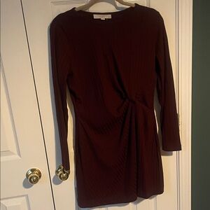 LOFT Rich Burgundy Long Sleeve Dress
